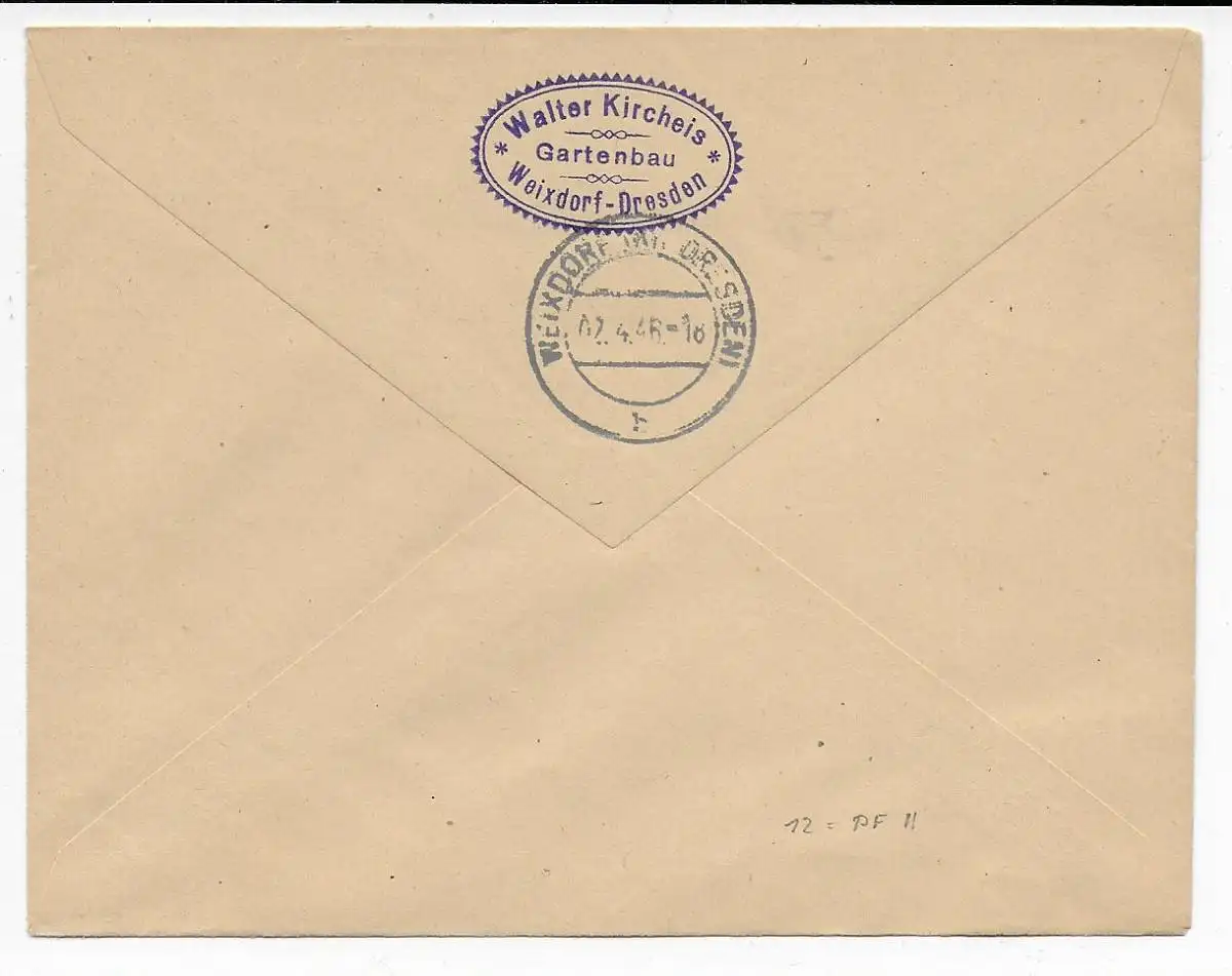 Spremberg Enregistré pour Weixdorf-Dresden, 1946