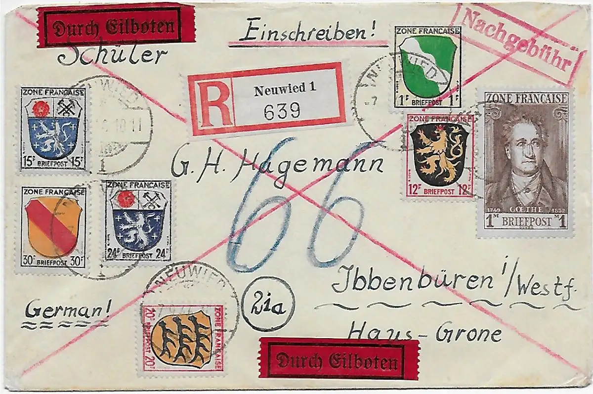 Neuwied Einseimmelst, Eilbote d'après Ibbenbüren 1948, supplément