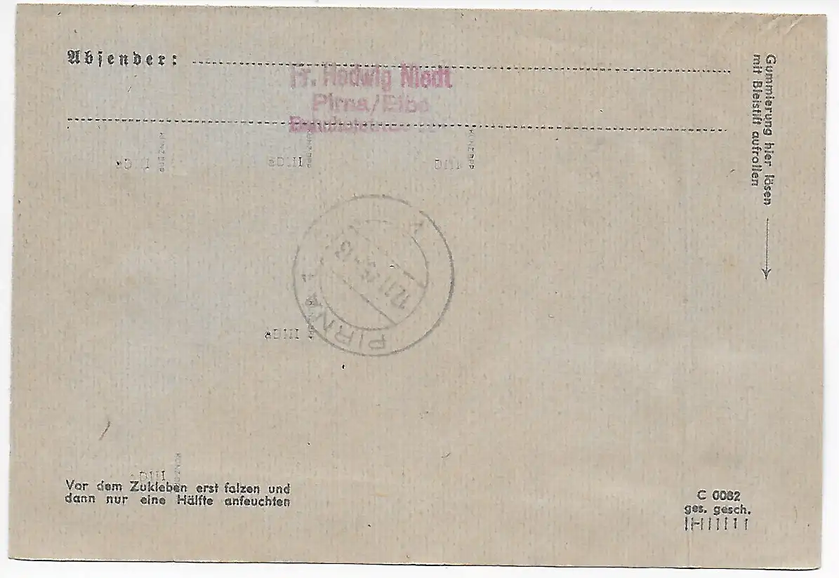 Postmeistertrennung Coswig auf Einschreiben Kltzsche nach Pirna, BPP geprüft