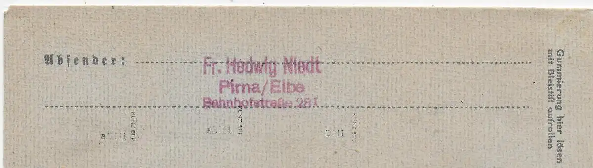 Postmeistertrennung Coswig auf Einschreiben nach Pirna, BPP geprüft