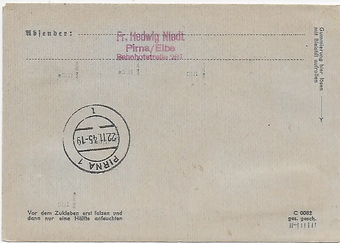 Séparation du champion de poste Coswig sur lettre recommandée selon Pirna, BPP examiné