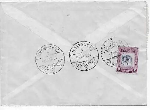 Luftpost Einschreiben Jerusalem nach Fulda 1958