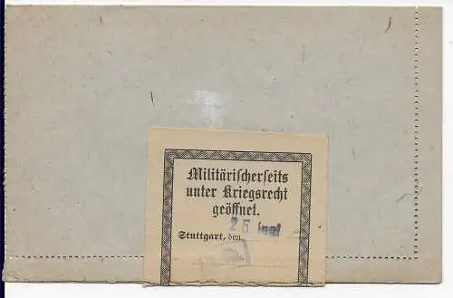Lettre de Budapest à Korntal, censure Stuttgart en 1918
