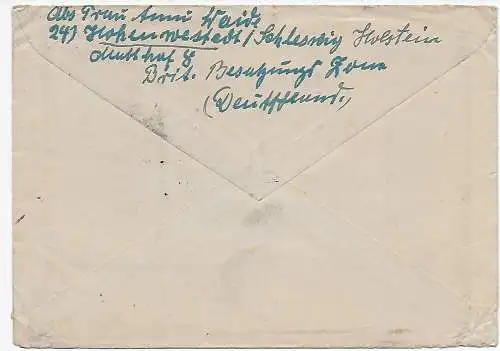 Brief aus Hohenwestedt nach Sao Paulo/Brasilien, zurück 1947