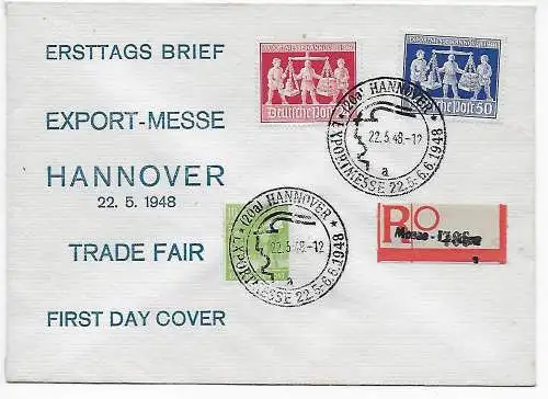 Einschreiben Messe Hannover 1948, interessanter R-Zettel, FDC