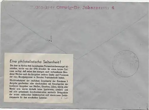 Einschreiben Coswig, 1946