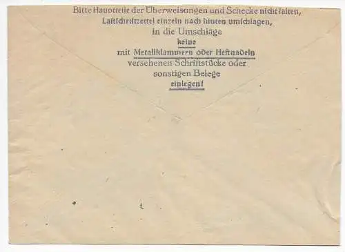 Lettre de chèques postaux Nuremberg, 1948
