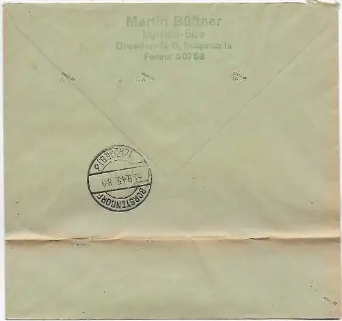 Dresde 1945, lettre recommandée pour Borstendorf, BPP examiné