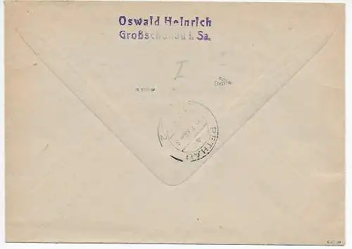 Einschreiben Großräschen 1946 nach Pethau. BPP geprüft