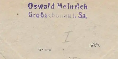 Einschreiben Großräschen 1946 nach Pethau. BPP geprüft