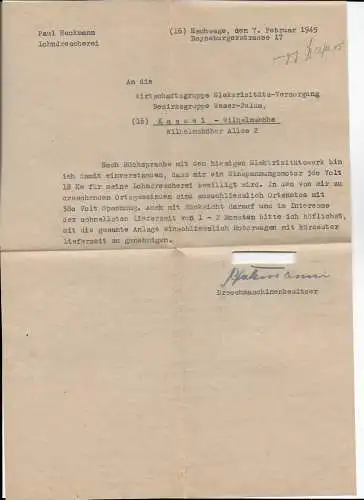 Eschweg 1945 vers Kassel, overroller avec censure, contenu de la lettre, extrait de censure