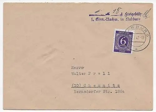 Brief aus Nabburg 1947 nach Chemnitz - Prell