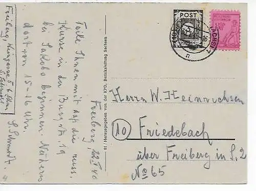 Propaganda Karte: Ihre Opfer unsere Schuld - Judaika: 1946 nach Friedebach