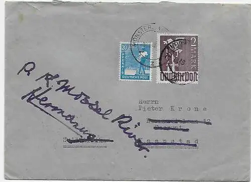 Lettre de Münster en 1947 à Kaptad/Mossel River avec contenu