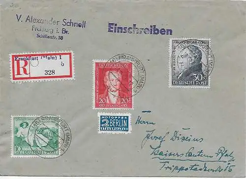 Einschreibebrief Frankfurt Main nach Kaiserslautern, 1949