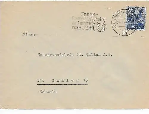 Brief Werbestempel Zonen Boxmeisterschaften 1948, Braunschweig nach St. Gallen