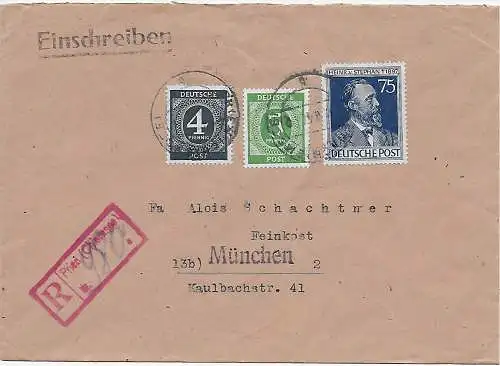 Einschreiben Prien/Chiemsee nach München 1947