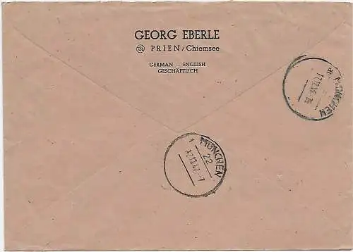 Inscrivez-vous Prien/Chiemsee vers Munich 1947