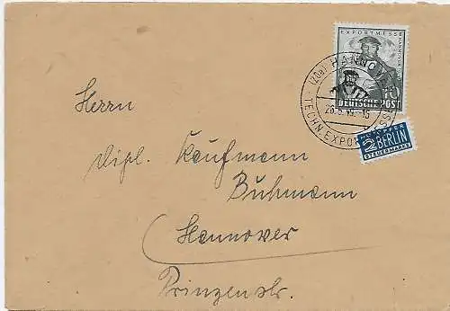 Lettre de Hanovre Technicien, Salon des exportations, 1949