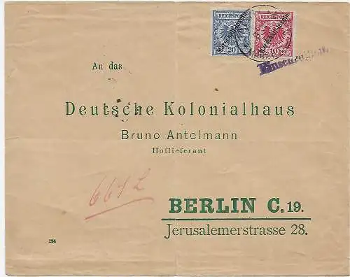 Marschall Inseln, Einschreiben an Kolonialhaus Berlin 1901