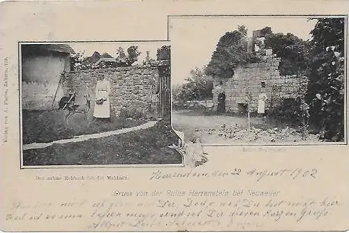 AK: Ruine Herrenstein bei Neuweiler 1902 nach Cambridge