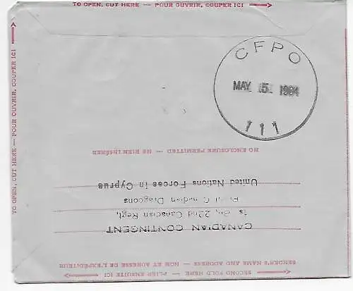 Forces Air-Letter Oapo/CFPO 1964 -Zypern an Canadian Armed forces Europe