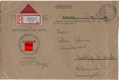 Generalgouvernement GG: Versandstelle Krakau mit Versand über Kattowitz 10.6.43