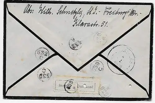 Trauerbrief 1935 von Freiburg nach Belgien und zurück