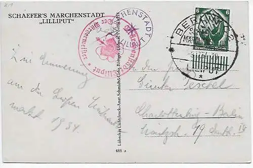 Karte: Schäfers Märchenstadt Lilliput, Berlin, 1934