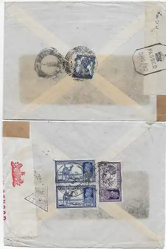 2x Bombay, Business documents ca. 1940 mit Zensur, siehe Rückseite