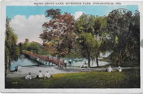 picture post card south grove lake, IND, via Graf Zeppelin 1928 to Germany