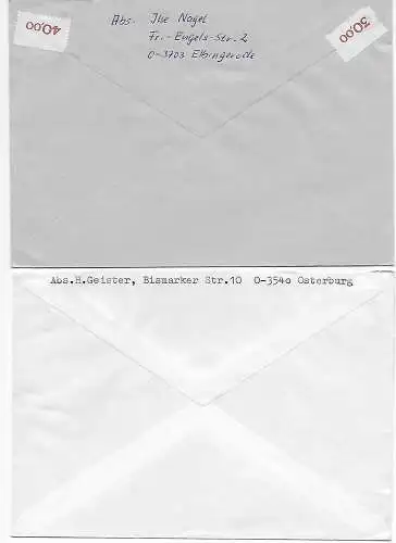 7x lettre recommandée avec l'ancienne lettre d'inscription, nouveaux Länder, 1992