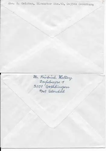 7x Einschreiben mit altem Einschreibezettel, neue Bundesländer, 1992