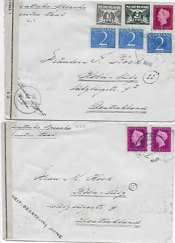 2x Briefe 1946 nach Köln mit Zensur