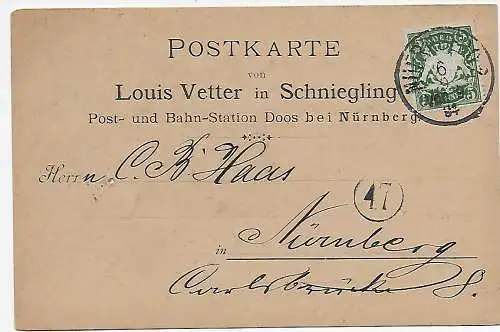 Antwort Postkarte 1908 von Nürnberg