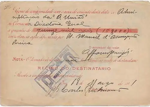 Brésil: Instruction financière 1921 Valespostaes
