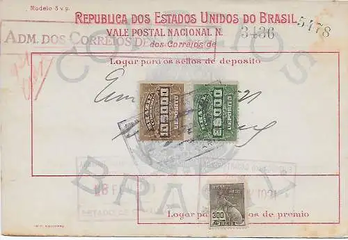 Brasilien: Geldanweisung Thesouraria 1921