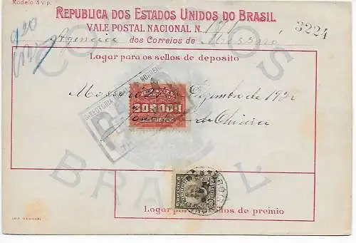 Brasilien: 1921 Thesouraria Geldanweisung