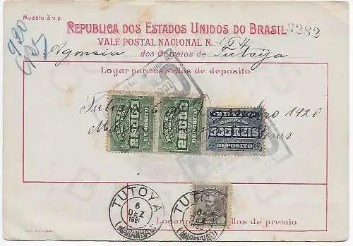 Brasilien: 1921 Tutoya Maranhau Geldanweisung