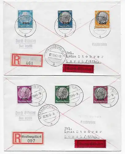 2x Einschreiben Eilbote Straßburg nach Lorch: 1940