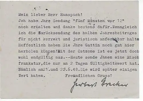 Neuenkirchen 22.6.1948, MiF, Währungsreform nach Gronau/Westf.