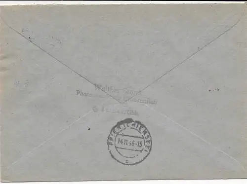 Bernau lettre recommandée pour Prien, 1946 avec une découpe complète