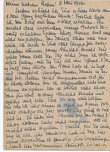 Carte postale Stuttgart 1946 à Bâle avec censure.