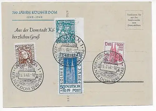 100 Jahre Kölner Dom, 1948, Rückseite: Werbung Kölner  Rundschau-Zeitung