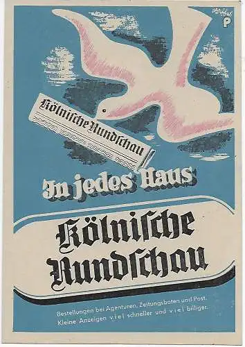 100 ans de Cologne Dom, 1948, Au dos: Publicité Cologne Rundschau-Zeitung