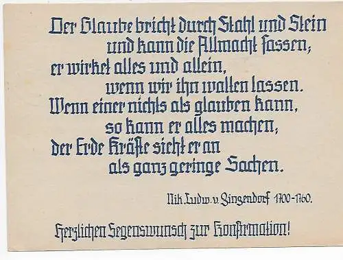 Gebühr bezahlt: Lörrach, 1947 - Konfirmation
