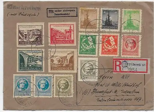 Einschreiben Pößneck nach Frankfurt/M 1946