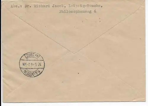SBZ: Taucha Einschreiben 1946 nach Könderitz-Etzoldshain