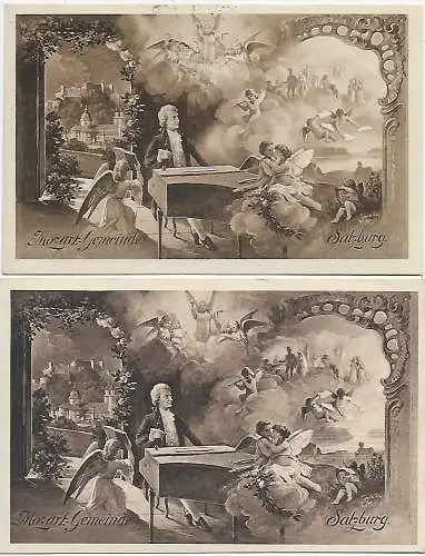 2x Mozart Base de la pierre de Salzbourg à Dr. Robert Paganini-Pionnier de l'Aviation 1910