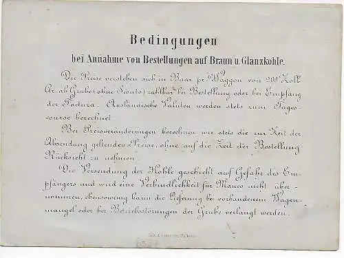 Falkenau am Eger, 1873 par cour: commande de charbons bruns et brillants